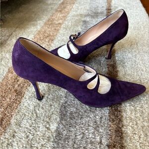 Manolo Blahnik Deep Purple Suede Heels